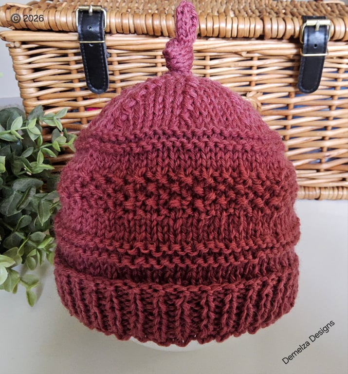 Designer Baby Beanie Merino Wool Hat 3-9 months size 