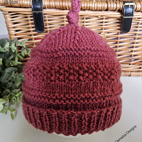 Designer Baby Beanie Merino Wool Hat 3-9 months size 