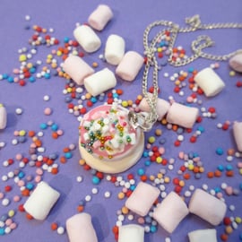 Mystical unicorn pink hot chocolate necklace, mallows, rainbow sprinkles & Cream
