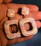 Retro Square Terrazzo Statement Earrings - Image 2