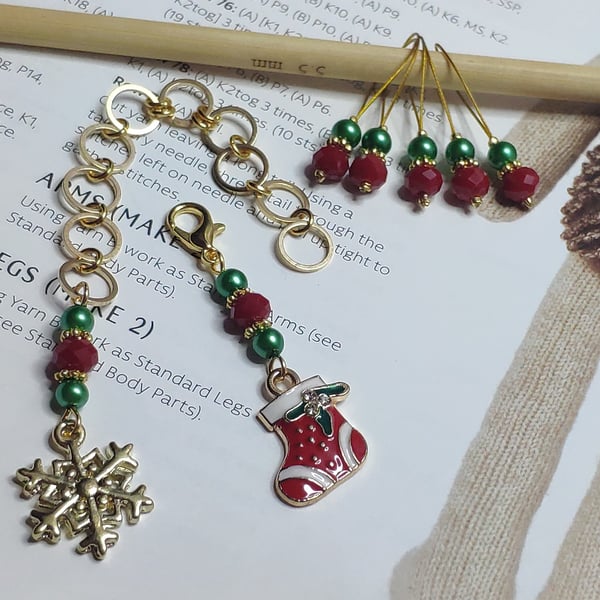 Christmas row counter and stitch marker gift set