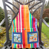 Colourful striped beach bag tote project bag single handle