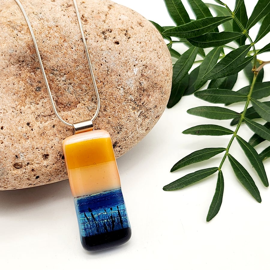 Fused Glass Landscape Necklace