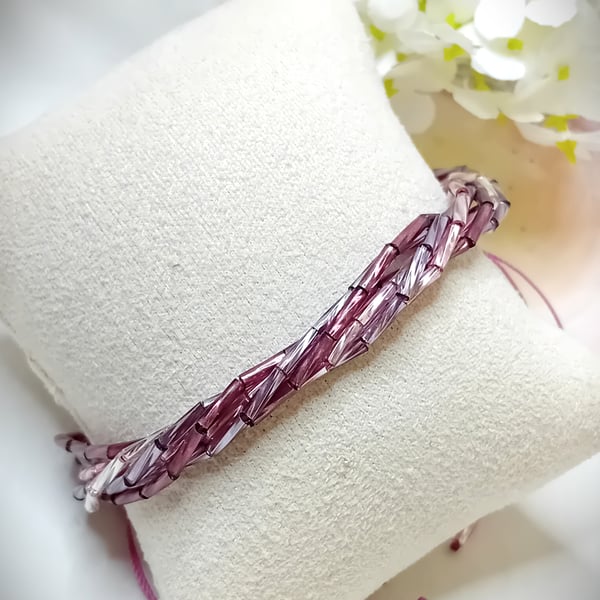 Twisted Purple Glass Bracelet