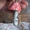 ceramic hanging mushroom red small