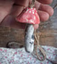 ceramic hanging mushroom red small - Image 1