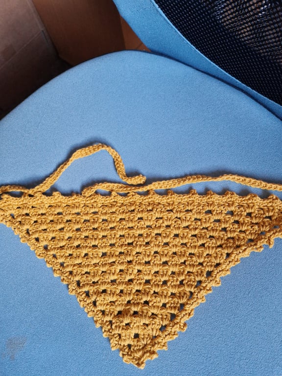 Mustard yellow hair bandana handmade crochet festivals summer holidays