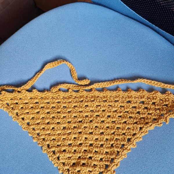 Mustard yellow hair bandana handmade crochet festivals summer holidays