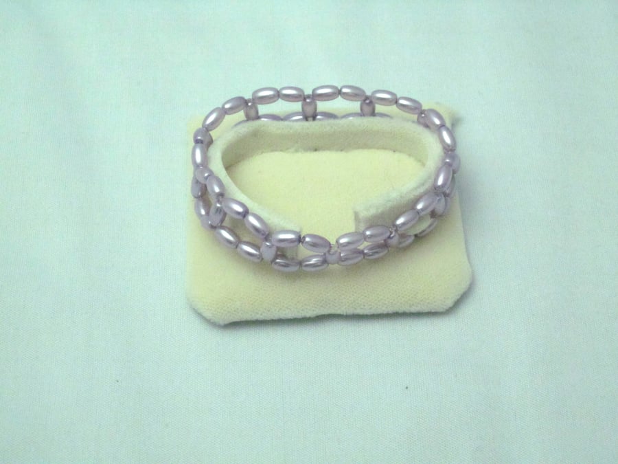 Lavender rice glass pearl bracelet (44)