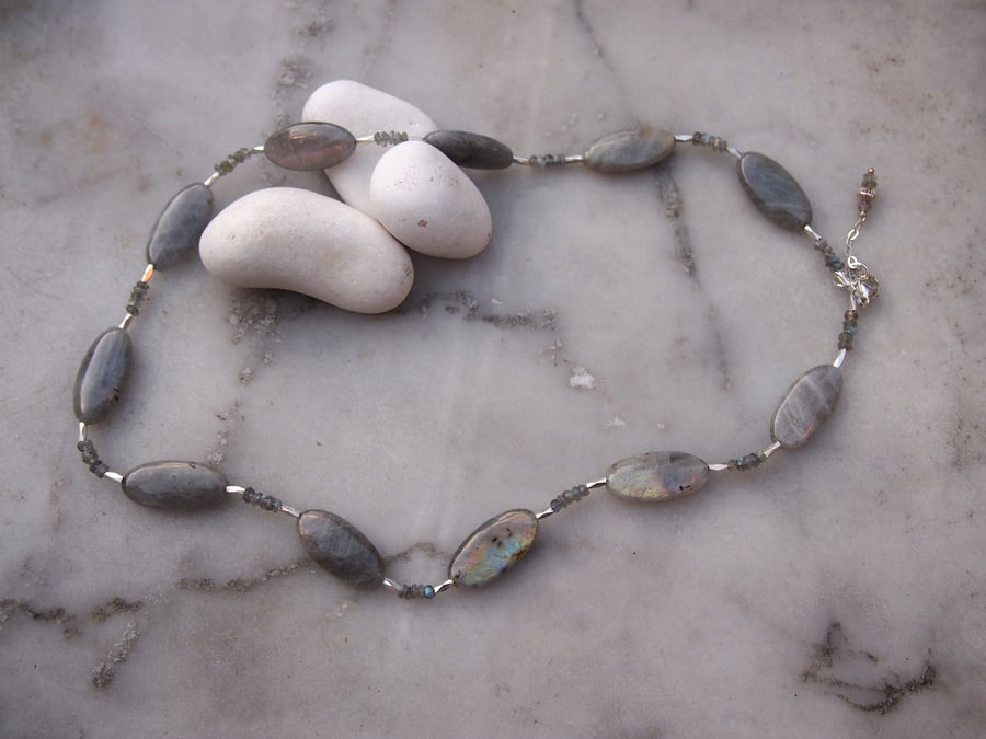 Labradorite and Thai Hill Tribe silver necklace