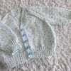 16" White Print V Neck Cardigan 