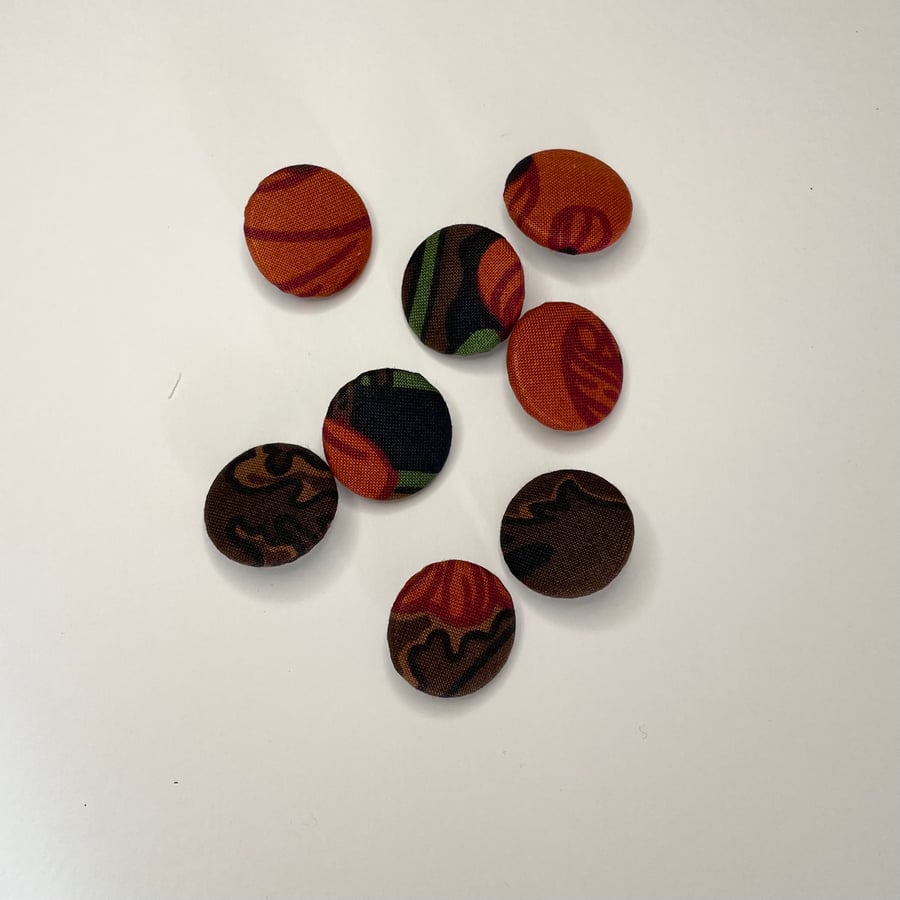 Set of 8 handmade covered buttons - Seconds Sunday - Folksy