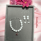 Elegant White Agate Bracelet with matching earrings 
