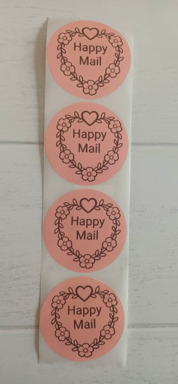 50 'Happy Mail' heart Thermal Printed Stickers (100P)