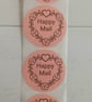 50 'Happy Mail' heart Thermal Printed Stickers (100P)