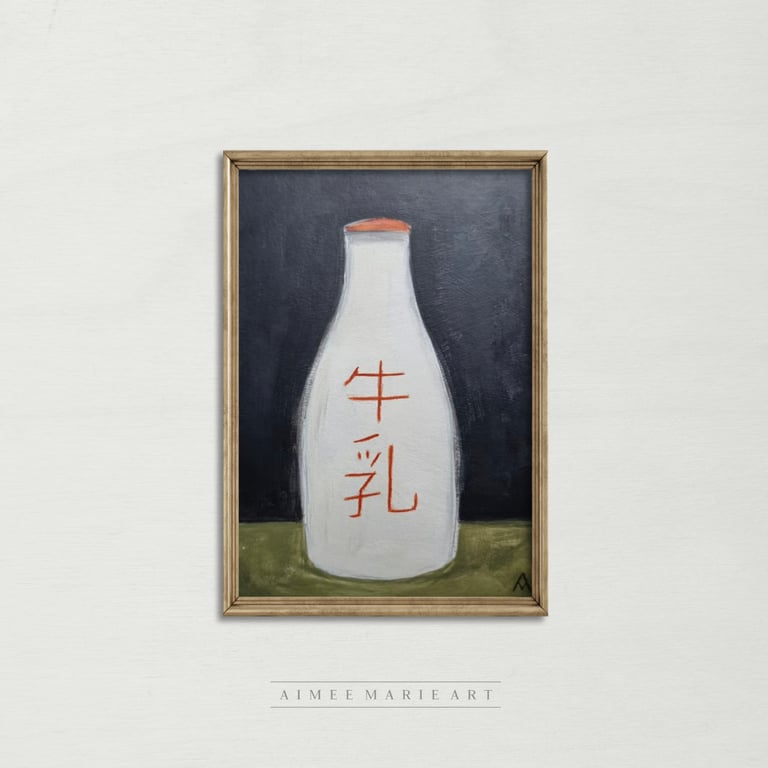 Milk Bottle Art - Original Painting (Unframed) - Kitchen Decor - A6
