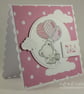 Handmade new baby girl card - teddy with balloons - Image 5