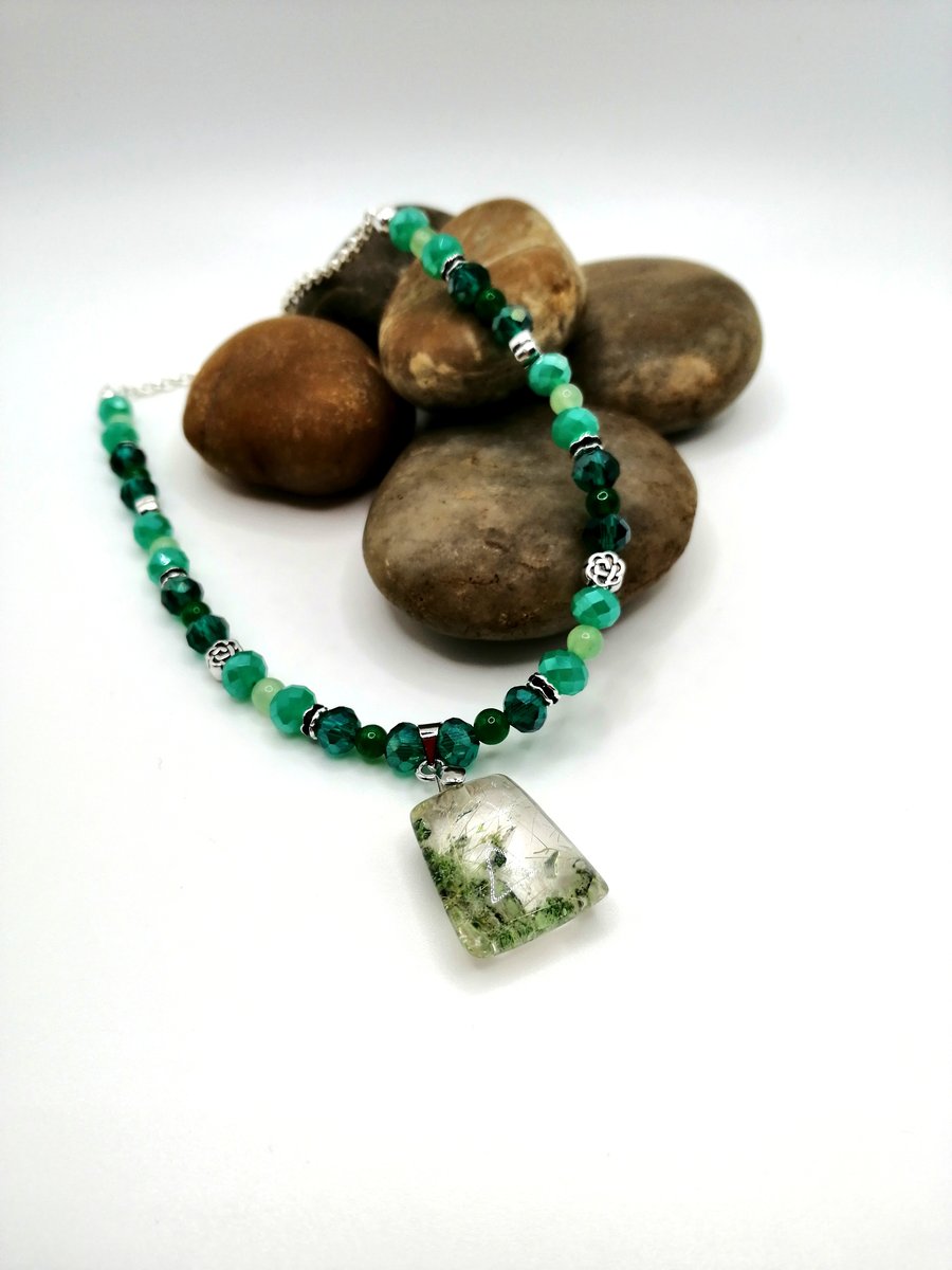 Green Phantom Quartz Necklace