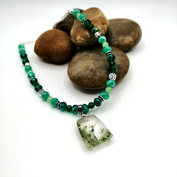 Green Phantom Quartz Necklace