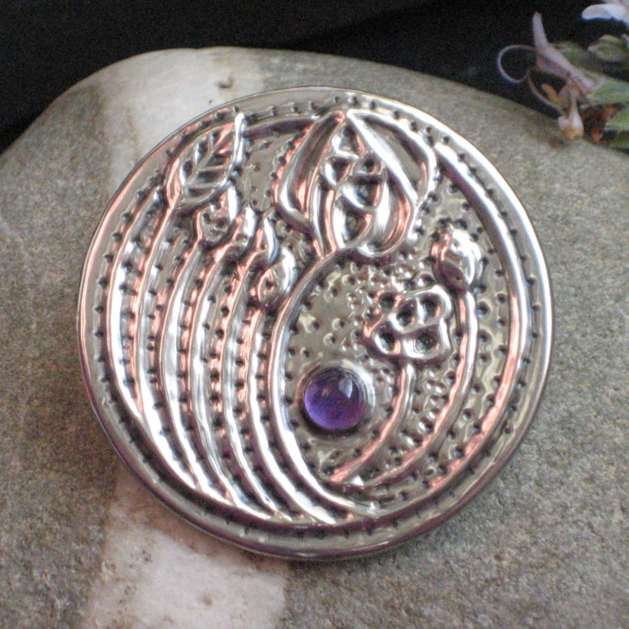 Mackintosh Rose Brooch with Amethyst