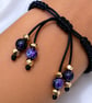 Black macrame Purple Agate and gold beaded ties bracelet one size - Image 2