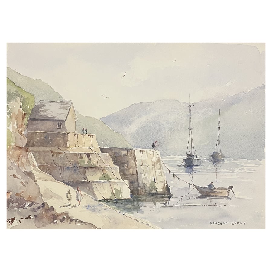 Stepped Harbour, original watercolour painting