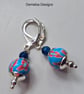 Dainty Polymer Clay Bead & Faceted Dyed Blue Agate Silver Plate Earrings