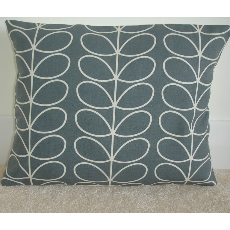 Grey Cushion Cover Stem Leaves Oblong 16" x 12"