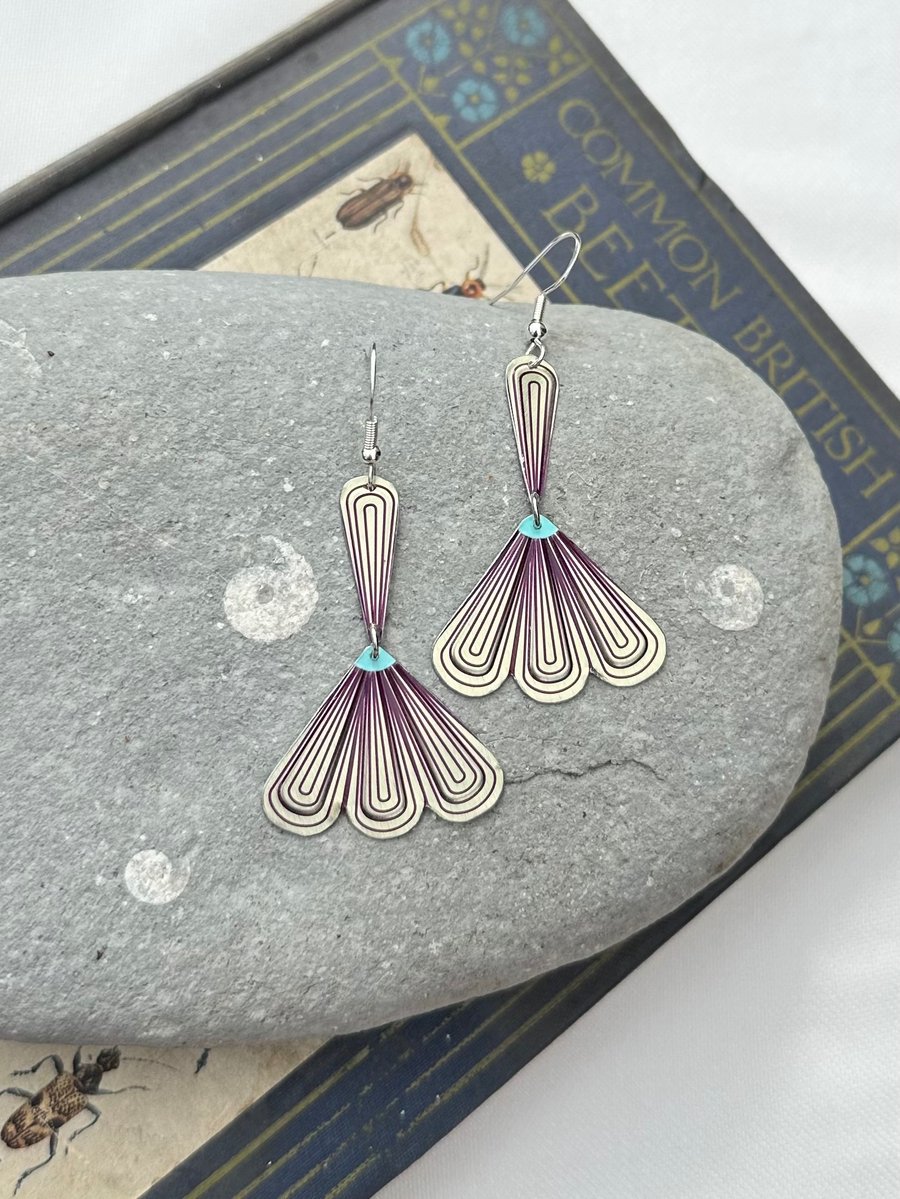 Art Deco style recycled tin earrings 