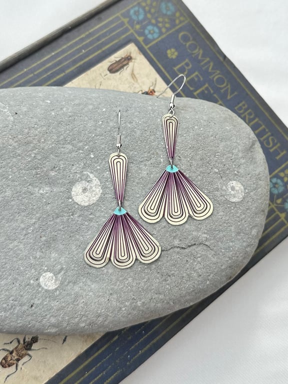 Art Deco style recycled tin earrings 
