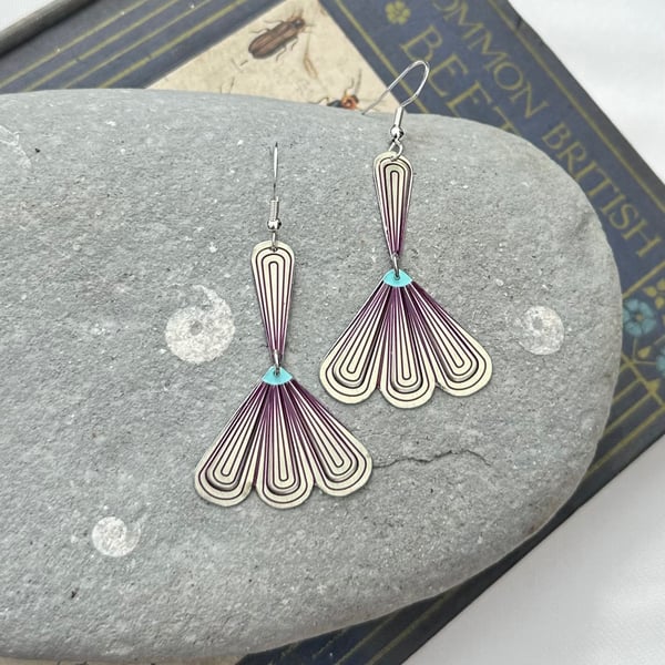 Art Deco style recycled tin earrings 