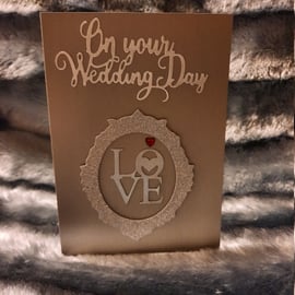 Glittery Silver Script On Your Wedding Day Card