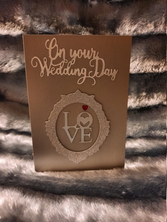 Glittery Silver Script On Your Wedding Day Card