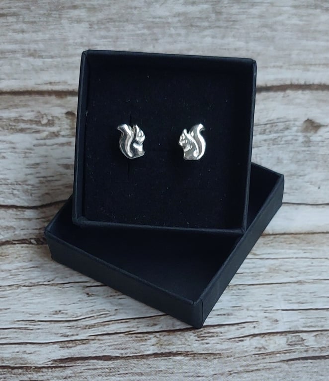 Silver Squirrel Stud Earrings