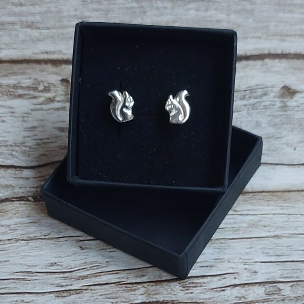 Silver Squirrel Stud Earrings