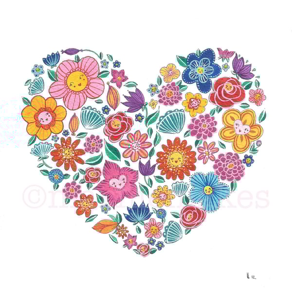 Flower Friends - A5 Giclee print