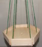 Little wooden hexagonal hanging bird table on twine for wild or garden birds. - Image 1