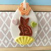 Pottery Easter Egg decoration with bunny and hearts