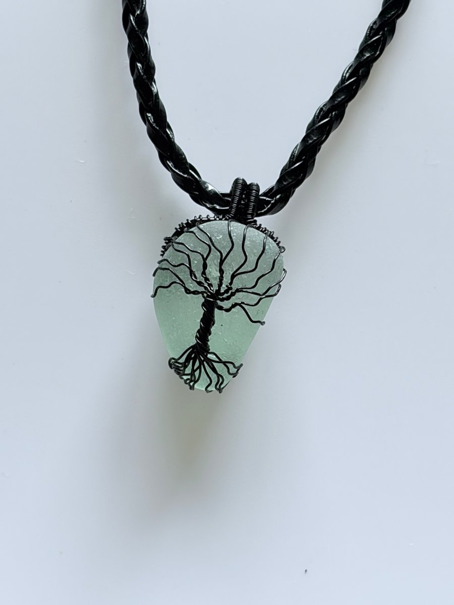 Image of Tree of Life Sea Glass Necklace - Handmade in Scotland - Beachglass Pendant