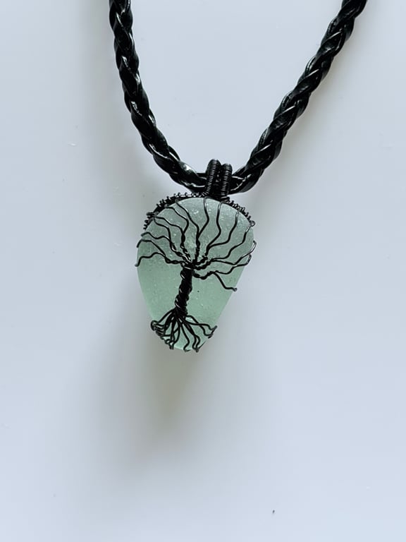 Tree of Life Sea Glass Necklace - Handmade in Scotland - Beachglass Pendant