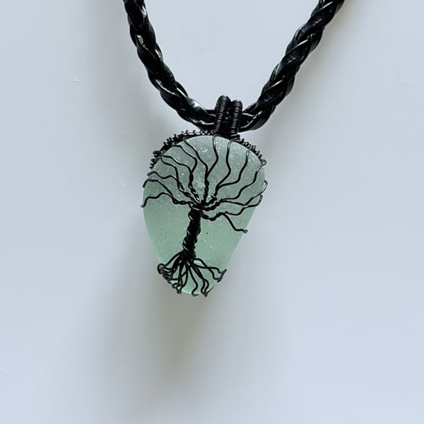 Tree of Life Sea Glass Necklace - Handmade in Scotland - Beachglass Pendant