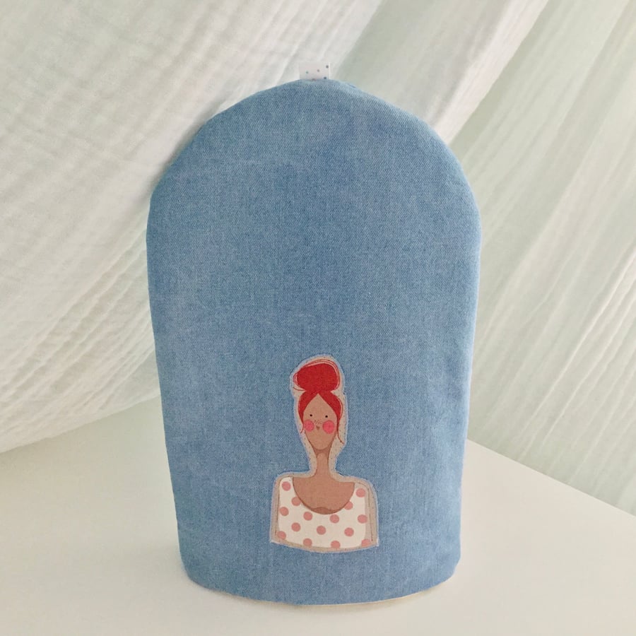Cafetiere Cosy in Denim With Applique 