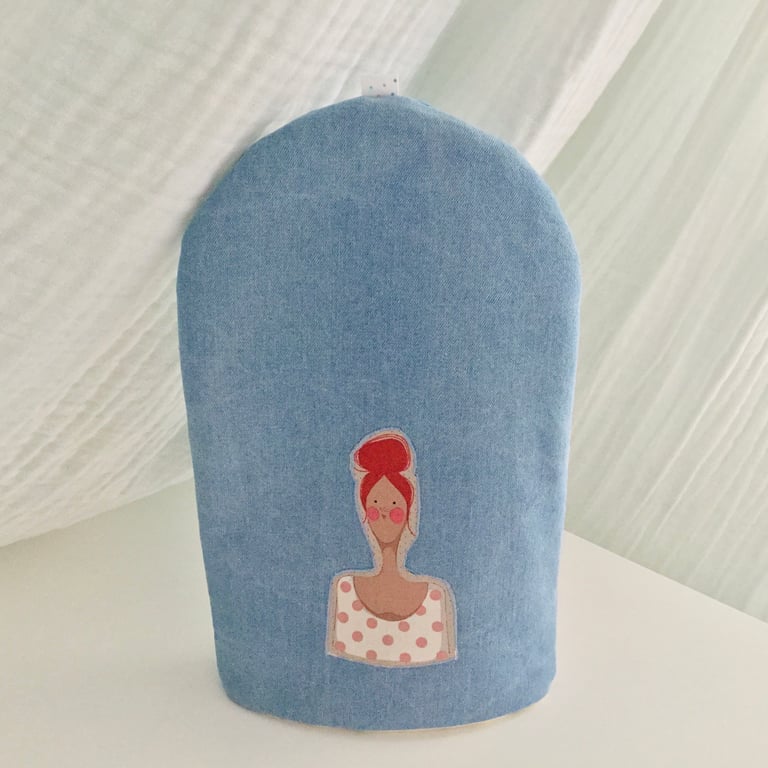 Cafetiere Cosy in Denim With Applique 