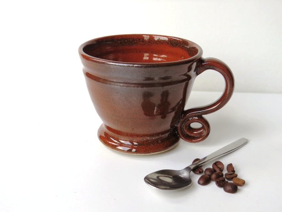 Small Russet Red 9oz Coffee Cup Pottery Stoneware Handthrown