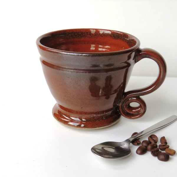 Small Russet Red 9oz Coffee Cup Pottery Stonewa... - Folksy