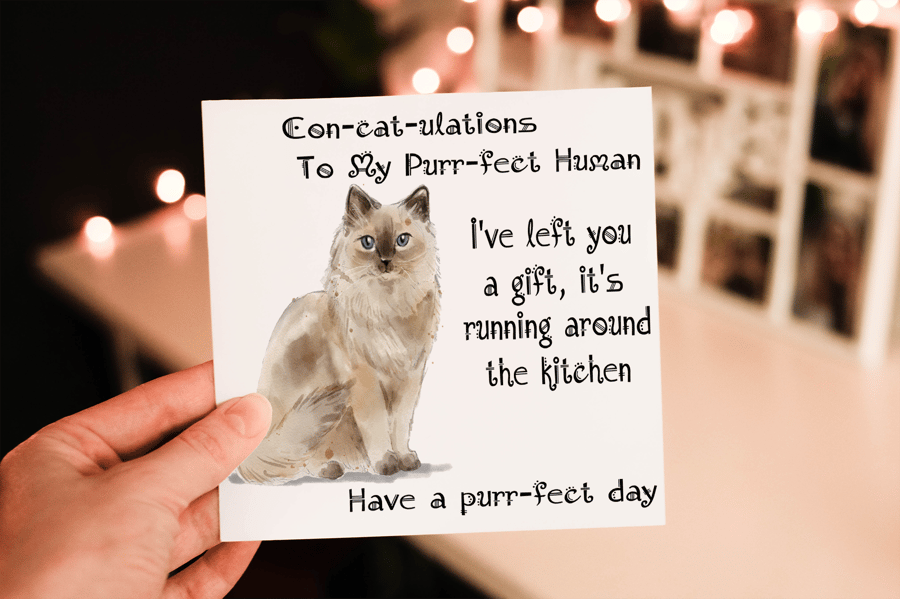 Ragdoll Cat Birthday Card, Cat Birthday Card, Personalized Cat Breed Card