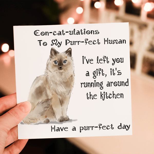 Ragdoll Cat Birthday Card, Cat Birthday Card, Personalized Cat Breed Card
