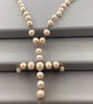 Copper Wire Wrap Ivory Cultured Pearl Cross Necklace - Image 7