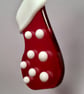 Red Fused Glass Stocking Christmas Decoration - Image 4
