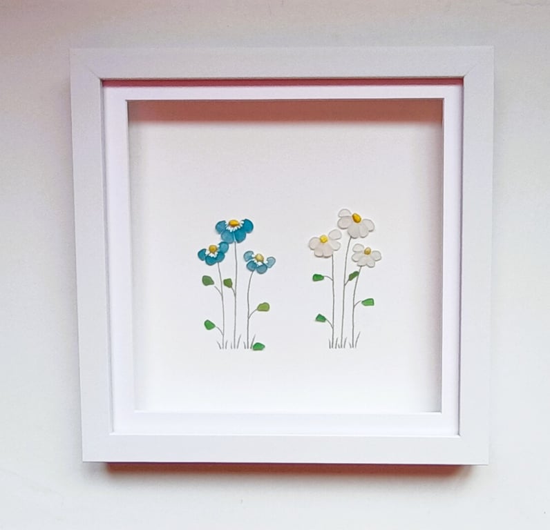 Sea Glass Flowers Floral Wall Art 